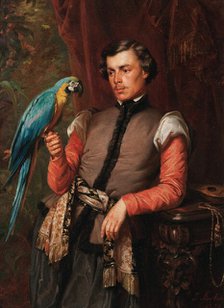 Nobleman with a Parrot, 1859. Creator: Jozef Simmler.