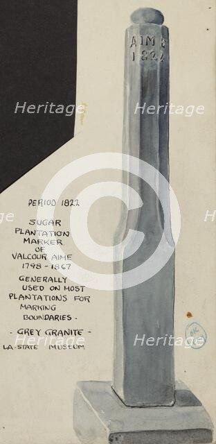 Sugar Plantation Marker, 1935/1942. Creator: Unknown.