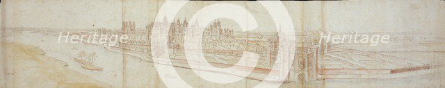 View of Hampton Court Palace from the South, with the River in the Foreground, 1558. Artist: Anthonis van den Wyngaerde.