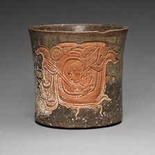 Carved Vessel Depicting a Lord Wearing a Water-Lily Headdress, A.D. 600/800. Creator: Unknown.