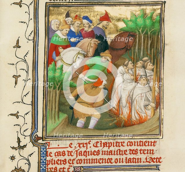 The Knights Templar Burned in the Presence of Philip the Fair and His Courtiers, ca 1413-1415. Artist: Boucicaut Master, (Master of the Hours for Marshal Boucicaut) (active 1405-1420)