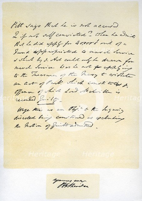 Notes for a a speech by Richard Brinsley Sheridan, 30th April 1805.Artist: Richard Sheridan