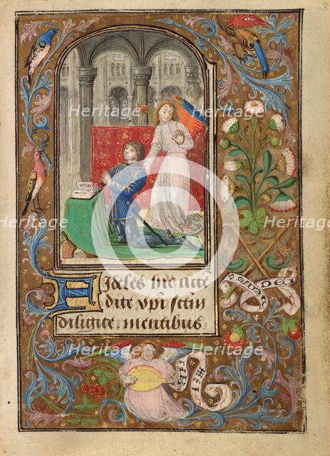 Charles the Bold Presented by an Angel; Prayer Book of Charles the Bold, about 1471. Creator: Lieven van Lathem.