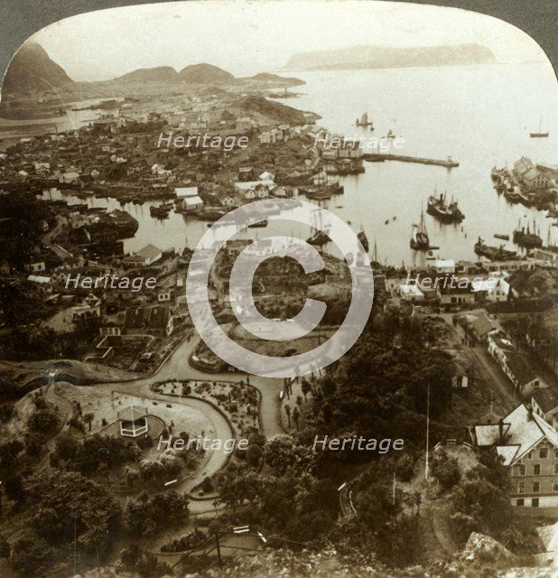 'Restoring a burned city - Aalesund, an island port, and important cod-fish market, Norway', c1905. Creator: Unknown.