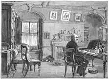 Charles Darwin, English naturalist, in his study, c1870 (1887). Artist: Anon