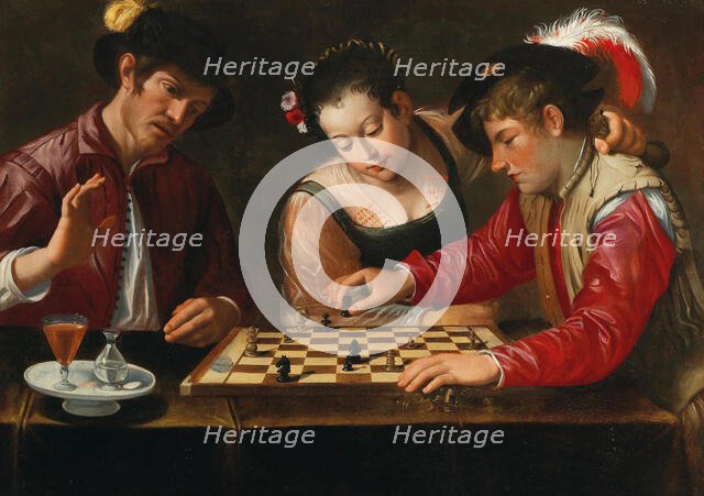 Chess players, 17th century. Creator: Caravaggio, Michelangelo, (after)  .
