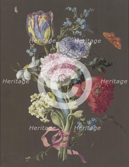 Arrangement of anemones (Anemona), tulips (Tulipa), poppies (Papaver), daffodils (Narcissus)...c1770 Creator: Unknown.