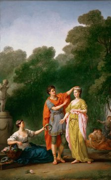 Amant couronnant sa maîtresse (lover crowns his beloved), 1773. Creator: Vien, Joseph Marie (1716-1809).