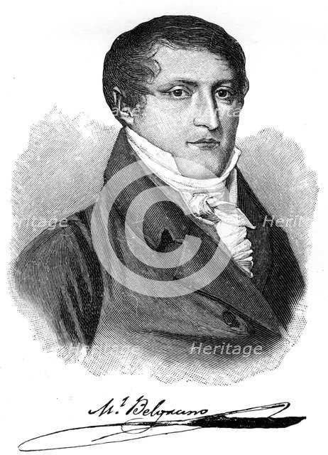 Manuel Belgrano, 19th century Argentine economist, lawyer, politician and military leader, (1901). Artist: Unknown