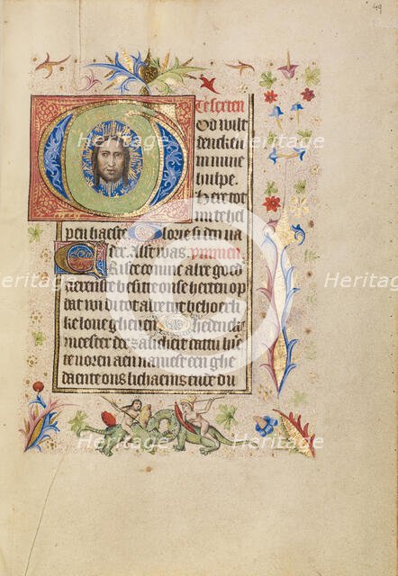 Initial G: The Face of Christ; Book of Hours, after 1460. Creator: Unknown.