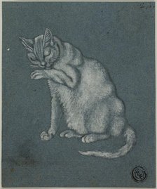 Cat Licking Paw, n.d. Creator: Unknown.
