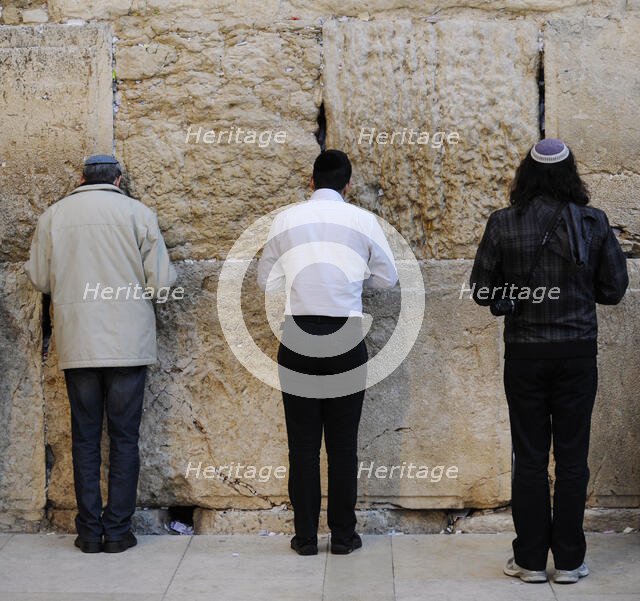 Jews praying at the Western Wall, Jerusalem, Israel, 2013. Creator: LTL.