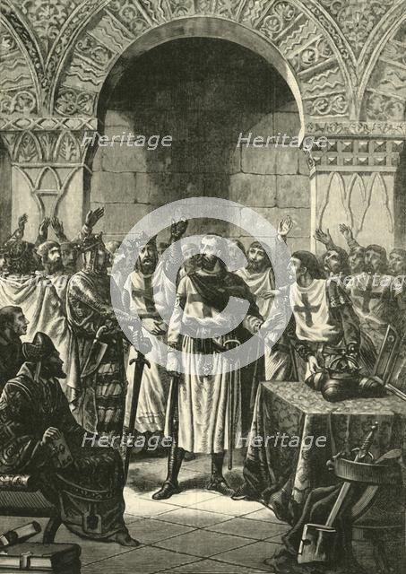 'Crusaders Proclaiming Godfrey of Bouillon King of Jerusalem', 1890.   Creator: Unknown.