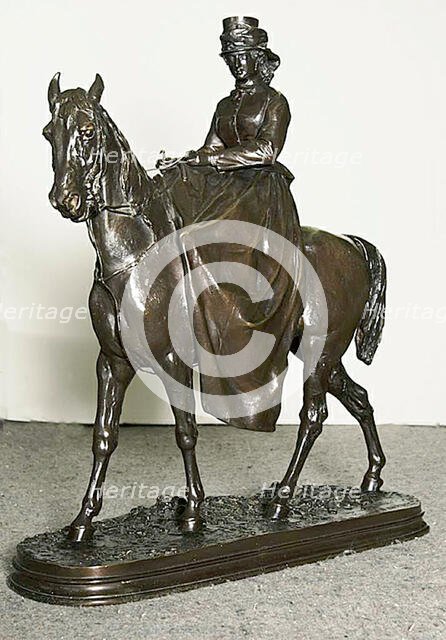 Amazon: Mme. L. Riding Monte Cristo, Pure-Bred English Horse, 1865. Creator: Pierre-Jules Mene.