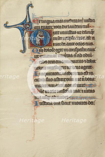 Assassination Scene; Initial D: One Man (Joab?) Stabbing Another (Amasa?) in the Back..., about 1285 Creator: Bute Master.