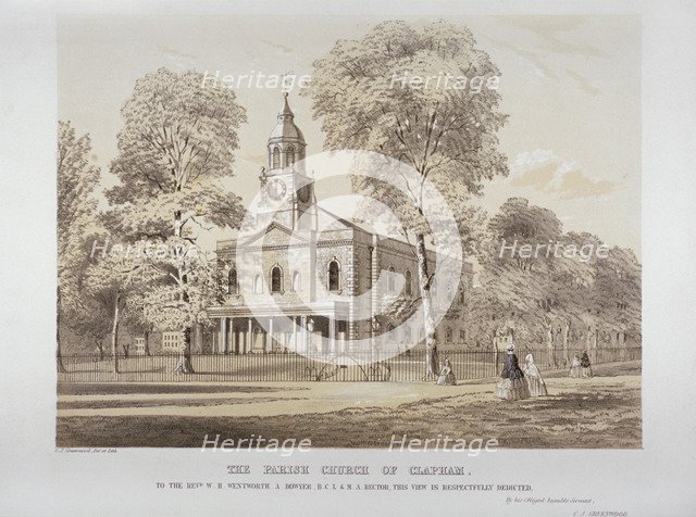 Holy Trinity Church, Clapham, London, c1850. Artist: CJ Greenwood