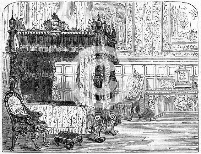 Queen Anne's (1665-1714) bedchamber, 18th century (19th century). Artist: Unknown