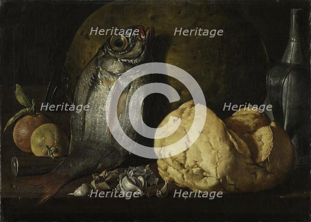 Still Life with Fish, Bread, and Kettle, c. 1772. Creator: Luis Meléndez (Spanish, 1716-1780).