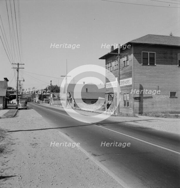 Entering main street from the north, Tenino, Thurston County, Western Washington, 1939. Creator: Dorothea Lange.