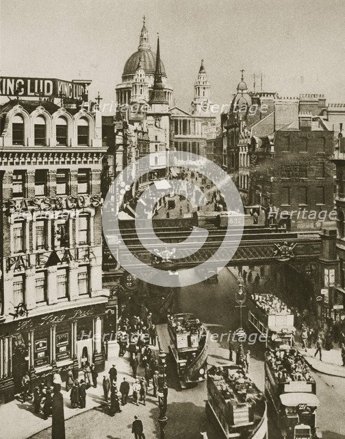 Spire of St Martin's Ludgate and St Paul's Cathedral, London, 20th century. Artist: Unknown