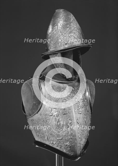 Helmet, Breastplate, and Backplate, Flemish, possibly Antwerp, ca. 1575. Creator: D. G. V. Lochorst.