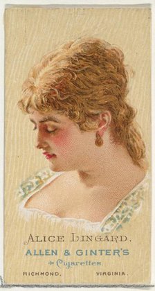 Alice Lingard, from World's Beauties, Series 2 (N27) for Allen & Ginter Cigarettes, 1888., 1888. Creator: Allen & Ginter.