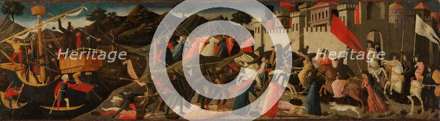 Battle of Theseus and the Amazons, about 1450. Creator: Domenico di Michelino.