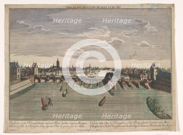 View of the Alte Brücke over the river Main in Frankfurt am Main, 1742-1801. Creator: Anon.