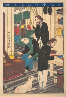 Inside a Foreign Restaurant, 10th month, 1860. Creator: Yoshikazu.