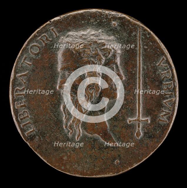 Janiform Head [reverse], 1495/1496. Creator: Adriano Fiorentino.