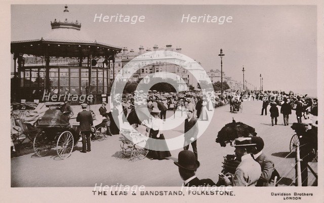 'The Leas & Bandstand, Folkestone', late 19th-early 20th century. Artist: Unknown.