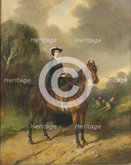 Empress Eugenie on Horseback, 1853-1876. Creator: Carl Fredrik Kioerboe.