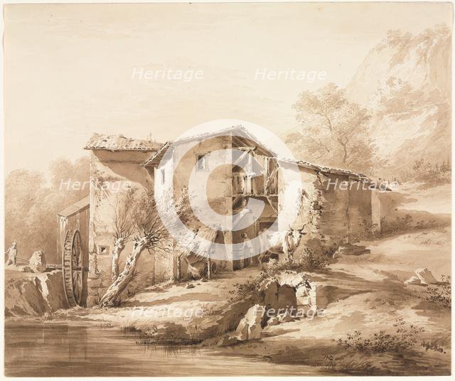 Landscape with Watermill, c, 1790. Creator: Jean Jacques de Boissieu (French, 1736-1810).