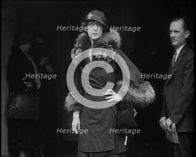 Evalyn Walsh McLean, American Mining Heiress, Wearing a Fur Trimmed Coat and a Hat Posing..., 1930s. Creator: British Pathe Ltd.