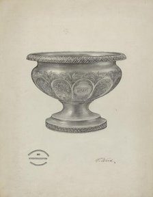 Silver Christening Bowl, 1940. Creator: Paul Ward.
