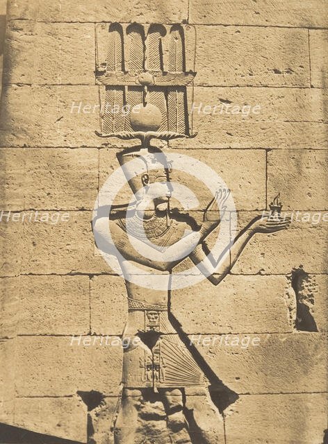 Ptolémée-Cæsarion - Bas-relief du Temple de Kalabcheh (Talmis), April 8, 1850. Creator: Maxime du Camp.