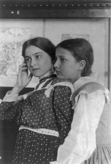 Two girls from a Washington, D.C., school on a class visit to the Library of Congress..., (1899?). Creator: Frances Benjamin Johnston.
