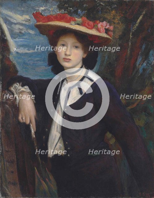 Portrait of a lady holding a parasol, 1904. Creator: Watson, George Spencer (1869-1934).