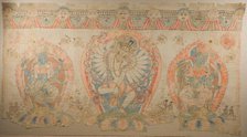 Tantric Temple Banner of a Dancing Goddess Flanked by Dakinis, 17th century. Creator: Unknown.