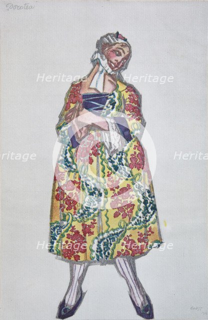 Costume design for the ballet Le donne di buon umore by C. Goldoni, 1917. Artist: Bakst, Léon (1866-1924)