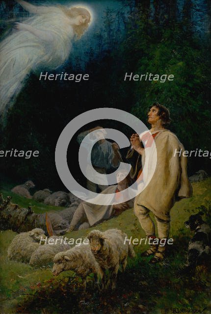 The Annunciation to the Shepherds, 1880. Creator: Liebscher, Adolf (1857-1919).