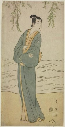 The Actor Segawa Kikunojo III as Chokichi in the Play Suda no Haru Geisha Katagi..., c. 1796. Creator: Katsukawa Shun'ei.