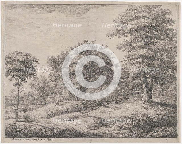 The Shepherd Asleep On a Little Hill, 17th century. Creator: Anthonie Waterloo.