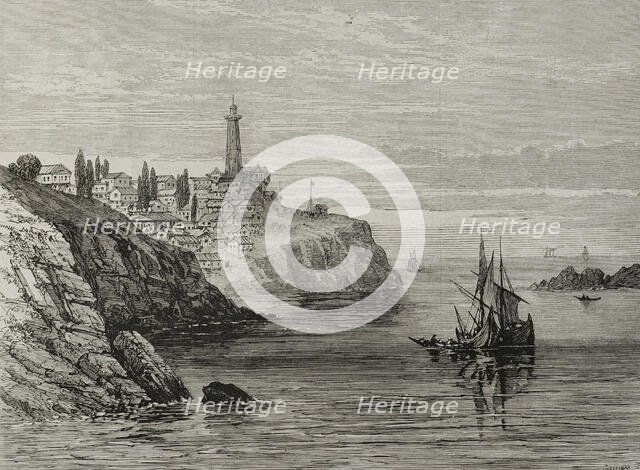 Bosphorus lighthouse at the entrance to the Black Sea, on the European coast, Turkey, 1878. Creator: John Greenaway.
