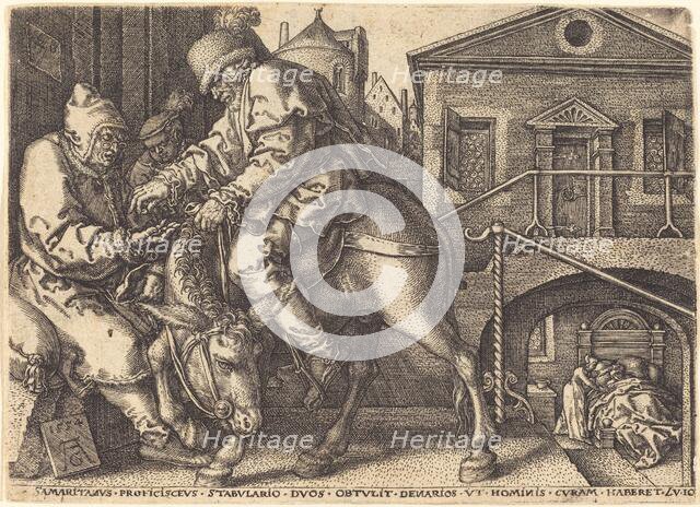 The Good Samaritan Paying for the Lodgings of the Traveler, 1554. Creator: Heinrich Aldegrever.