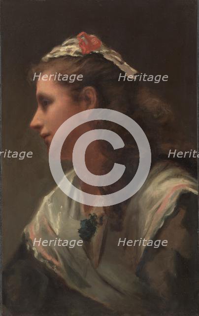 His First Model-Miss Russell, c. 1873. Creator: William Morris Hunt (American, 1824-1879), attributed to.