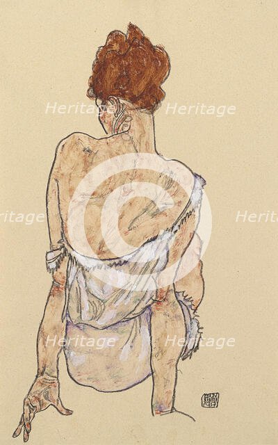 Seated woman in underwear, 1917. Creator: Schiele, Egon (1890-1918).