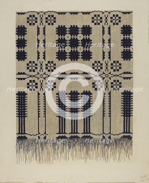 Handwoven Coverlet, c. 1940. Creator: Fred Hassebrock.