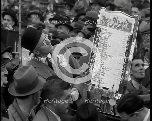 Crowds at the Epsom Derby, 1936. Creator: British Pathe Ltd.