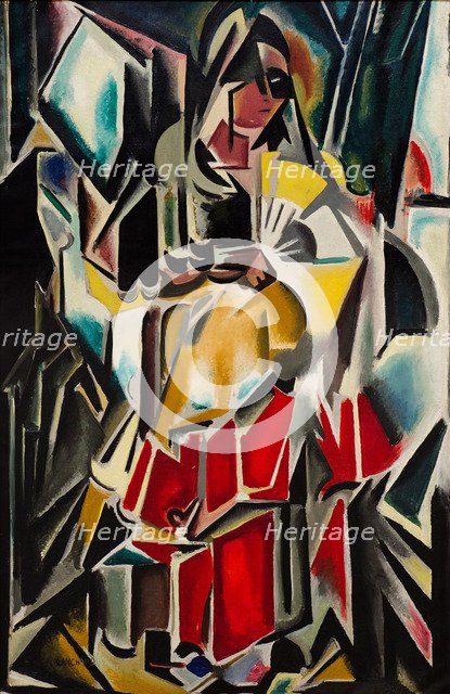 Lady with a fan, 1913-1915.